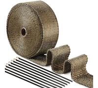 ilauke Hitzeschutzband Auspuffband, 15M*5CM Hitzeschutzband Auspuff Gelb mit 15 Edelstahl Kabelbinder für Motorrad Fächerkrümmer Thermoband Krümmerband Auspuffanlagen Hitzeschutz