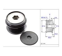 INA 535 0174 10 Generatorfreilauf für JEEP CHEROKEE KJ Riemenscheibe