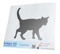 INDIGOS UG Auto Aufkleber Auto - 200x169 mm - Katze Silber - konturgeschnittener Autoaufkleber ohne Hintergrund - Selbstklebender Sticker für Auto, Fenster, Bus oder LKW - UV-beständig & wetterfest
