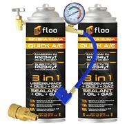 INfloo Quick A/C R1234yf Ersatz 3in1 2x205g - Klimaanlagen Nachfüllset mit Gas, Dichtmittel und Öl, Füllschlauch mit Manometer, YF Adapter und Nitrilhandschuhe für Auto-Klimaanlagen ab 2017