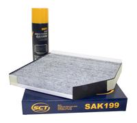 Innenraumfilter SAK199 + Klimaanlagen Reiniger 520 ml für Audi A4 1.8 Porsche