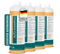 INOX® - Nano Line Autoshampoo Konzentrat im 1L Behälter | Autoreiniger für PKW, LKW, Wohnmobil und Motorrad | Autoshampoo für Hochdruckreiniger | Sanfte Reinigung (4 x 1L)