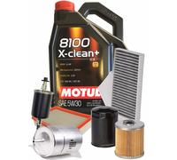 Inspektion 4 Filter + 5 L Öl Motul 8100 X-CLEAN + 5W30 C3 Audi A3 Ab 08/2012