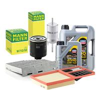 Inspektionspaket MANN-FILTER Filtersatz Liqui Moly 5W-40 für VW SKODA