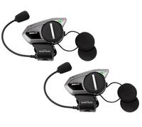 Sena 50S Motorrad Bluetooth Headset mit Drehrad und Sound by Harman Kardon, integriertem Mesh Intercom System und Premium Mikrofon & Lautsprechern, Doppelpack