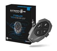 Interphone Tour - Einzelpack - Bluetooth-Kommunikationssystem für Motorräder - Bis zu 4 Reiters, 1,5Km Reichweite - 25 Std Sprechzeit Fastcharge - Radio - GPS - MP3 - Waterproof IP67