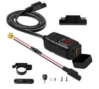 IP66 Wetterfestes USB Ladegerät für motorrad 12V-24V IP66 Wetterfestes(Red) | Integrierter Ein/Aus-Schalter, verhindert Batterieentleerung im Stand, einfache Bedienung am Lenker