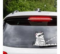 Iprokiu Niedliche Katze Heckscheibenwischer Aufkleber für Auto Doppelseitig Bedruckt Katze Auto Aufkleber Lustige Katze Beweglicher Schwanz Scheibenwischer Aufkleber (Coole Katze)