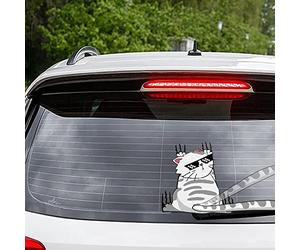 Iprokiu Niedliche Katze Heckscheibenwischer Aufkleber für Auto Doppelseitig Bedruckt Katze Auto Aufkleber Lustige Katze Beweglicher Schwanz Scheibenwischer Aufkleber (Coole Katze)