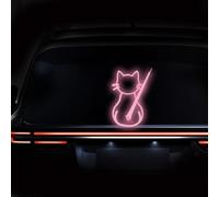 Iprokiu Reflektierende Katzen-Heckscheibenwischer-Aufkleber, wasserdicht, Cartoon-Katze, beweglicher Schwanz, winkender Wischer-Aufkleber für SUV, lustiger Tier-Auto-Aufkleber (Rosa)