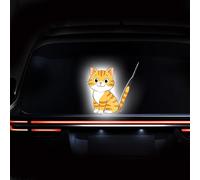 Iprokiu Reflektierender Cartoon-Katzen-Heckscheibenwischer-Aufkleber, wasserdicht, niedliches Kätzchen, beweglicher Schwanz, winkender Scheibenwischer-Aufkleber für SUV, lustiger