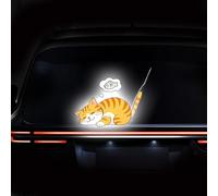 Iprokiu Reflektierender Cartoon-Katzen-Heckscheibenwischer-Aufkleber, wasserdicht, niedliches Kätzchen, beweglicher Schwanz, winkender Scheibenwischer-Aufkleber für SUV, lustiger