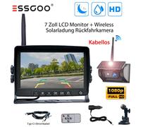 IR Rückfahrkamera Solar Kabellos 1080P Mit 7 Zoll Farb Monitor Einparkhilfe LKW