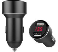 IWH USB Ladeadapter mit 2 USB Ports mit Ladeanzeige für Autos 12/24 V schwarz