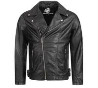 Jacke Lederjacke Herren Motorradjacke Biker-Jacke Schwarz Echtlederjacke H-182