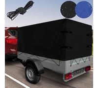 Jago® Hochplane - 2075 x 1150 x 900 mm, Gummigurt, Ösen und Schnallriemen, wasserdicht, Blau/Schwarz - Anhängerplane, Abdeckung, Abdeckplane, Gewebeplane, Plane für Stema PKW Anhänger (Schwarz)