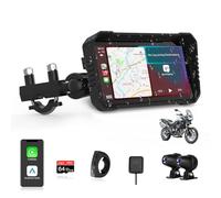 Jansite 4K Dashcam Motorrad Carplay Android Auto Bildschirm, 6,25 Zoll Motorrad Navigationsgeräte mit IP67 Wasserdichter Touchscreen, Dual-Bluetooth, Motorradnavigation, Sprachsteuerung 64G TF