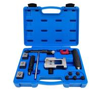 JAOGAUS Bremsleitung Bördelgerät, Hydraulisches Bördelgerät für Bremsleitungen, Mobiles Bördelwerkzeug Set für SAE/DIN Doppel und Konvexbördelung, Inkl. 18 Teiligem Zubehörkoffer