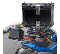 JEDAL Motorrad Topcase Wasserdicht Topcase Aluminium Motorrad Heckbox Rollerkoffer Motorrad Top Box Lockable Motorradkoffer 36L 45L 55L 65L 80L 100L Schwarz, Silber (Farbe : Schwarz, Größe : 36L)