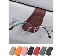 JEJA Brillenhalter für Auto Sonnenblende, Leder Sonnenbrillen Halterung für Auto Visier Zubehör, Ticket-Kartenclip, Burgunderrot Burgunderrot 9.5CM