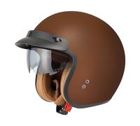 Jethelm mit Visier by BS Way: Hochwertiger Motorradhelm, ECE-Zertifiziert für Herren und Damen - Ideal für Roller, Moped, Mofa und Scooter - Retro Helm Design, Halbschalenhelm Frost Braun
