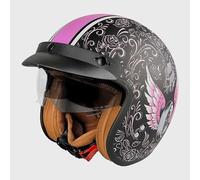 Jethelm mit Visier by BS Way: Hochwertiger Motorradhelm, ECE-Zertifiziert für Herren und Damen - Ideal für Roller, Moped, Mofa und Scooter - Retro Helm Design, Halbschalenhelm Violett