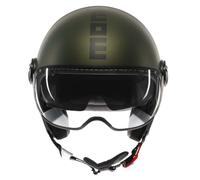 MOMODESIGN FGTR EVO E2206 Jethelm mit Sonnenvisier, Offener Motorradhelm für Motorrad und Roller, für Damen und Herren, Mattgrün/Schwarz, S