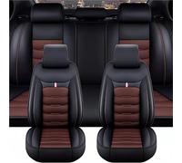 JJNIENUS Auto Sitzbezüge Sets Für VW T6 T5 Multivan/Caravelle/Transporter 2016-2023, 5-Sitze Leder PU Vordersitze und Rückbank Schonbezüge Komfortabler Atmungsaktiv Innenraum Zubehör,D/Black-Coffee