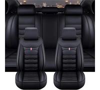 JJNIENUS Auto Sitzbezüge Sets Für VW T6 T5 Multivan/Caravelle/Transporter 2016-2023, 5-Sitze Leder PU Vordersitze und Rückbank Schonbezüge Komfortabler Atmungsaktiv Innenraum Zubehör,B/Black