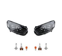Johns Scheinwerfer Set, H7/H15/LED, für Ford Transit Courier, Frontscheinwerfer, Schwarz, Links & Rechts, LED-Tagfahrlicht, ab 04/18, E-Typ-geprüft, mit Leuchtweitenregulierung