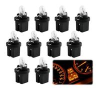 joonnair 10 Stück T5 B8.5D 12V 2W Armaturenbrett Glühbirnen Set warmgelb Halogen mit Fassung einfache Montage Ersatzlampen für T5 17 18 27 37 58 70 73 74 79 usw