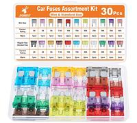 JOREST 30Pcs Kfz Sicherung Set, 15 Mini Flachsicherungen Auto + 15 Standard sicherungen kfz - für PKW/Wohnmobil/LKW/Motorrad (2 Ampere 3A 5A 7.5A 10A 15A 20A 25A 30A 35A 40A)
