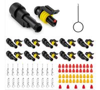 JRready ST6481-01-10 Kfz Stecker Wasserdichter, 10 Sets 1 Polig, Kabel Steckverbinder Wasserdicht Stecker für Auto LKW Anhänger Motorrad Marine Boot Verkabelung, 18-16AWG