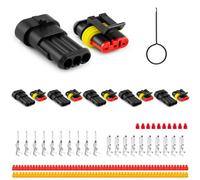 JRready ST6481-03-05 Wasserdichter Kfz Steckverbindersatz, 3 polig Stecker und Buchse, Kabel Steckverbinder Stecker für Auto LKW Anhänger Motorrad Marine Boot Verkabelung, 18-16AWG, 5 Sets