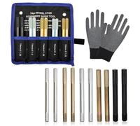 JSUOEO 10 Stück Radmontagehilfe Set, Rad Montagehilfe Fixierbolzen M12 x 1,25, M12 x 1,5, M14 x 1,25, M14 x 1,5, M15 x 1,25 mit Handschuhen KFZ Reifenmontage Werkzeug für Auto Reparatur & Montage