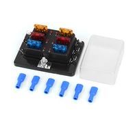 Jtron 12V Sicherungskasten kfz 6-Fach Sicherungshalter inkl 6pcs Standard Auto Sicherungen, Sicherungsdose Sicherungsträger mit LED-Anzeige Schutzabdeckung für Auto, Boot, Wohnmobil, LKW