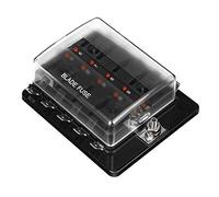 Jtron sicherungskasten 12v 32V 10 fach Klinge Sicherungskasten Halter Mit LED Warnleuchte Kit Für Auto Auto Boot Marine Trike (10 way)