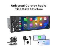 JUNSUN 1 Din Carplay Android Auto Rückfahrkamera Autoradio, FM, Bluetooth, Black