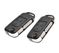 JURMANN 2 Stück Funkschlüssel Ersatz Klappschlüssel Gehäuse - 3-Tasten Fernbedienung mit Rohling - Mercedes-Benz KS05NO - Neu Reparatur Hülle Schwarz Auto, SUV, Van, LKW