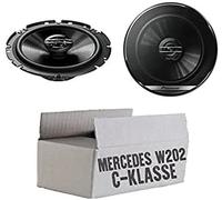 JUST SOUND best choice for caraudio Lasse W202 Front - Lautsprecher Boxen Pioneer TS-G1720F - 16,5cm 2-Wege Koax Koaxiallautsprecher Auto Einbausatz - Einbauset passend für Mercedes C-Klasse