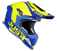 Just1 J12 Syncro Carbon Motocross Helm, gelb-blau, Größe L