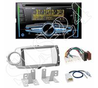 JVC KW-DB93BT Radio + Toyota Yaris 2-DIN Radioblende silber + ISO-Adapter