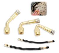 JYNXOR 5 Stück Reifenventil Verlängerung Adapter, Messing-Reifenventilverlängerung mit 45°/90°/135°-Winkeln und Reifenfüllschlauchadapter, Winkel Ventilverlängerung, für schnelles Aufpumpen der Reifen