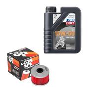 K&N Ölfilter Set LIQUI MOLY 15W-50 Off. 1L für Gas Gas Pampera 450 Bj.2008