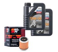 K&N Ölfilter Set LIQUI MOLY 15W-50 Off. 2L für Yamaha WR 250 F CG11 Bj.2001