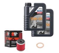 K&N Ölfilter Set LIQUI MOLY 15W-50 Off. 2L für Yamaha WR 250 R DG20 Bj.2009