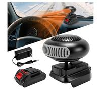 Kabellos Auto Heizlüfter, 3-sek. Schnellheizung 360° Schwenkbar Windschutzscheiben Defroster Demister mit PTC-Heizelement und Großkapazitäts-Akku zum Als Wärmequelle, Entfrosten, Entnebeln im Auto