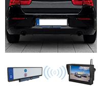 Lescars Solar-Funk-HD-Rückfahrcam Nummernschildhalter, Monitor, Abstandswarner