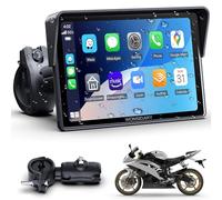 Kabelloses Motorrad CarPlay kompatibel mit A-pple CarPlay & Android Auto | W522 5 Zoll IP67 Wasserdicht Touchscreen mit Dual Bluetooth,GPS Navigation,Sprachsteuerung,Equalizer,USB/Acc Stromversorgung