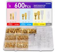 Kabelschuhe Set, ANVINKU 600 Stück Fachsteckhülsen Set, Kabelschuhe Flachstecker 2,8 mm 4,8 mm 6,3 mm, Männlich & Weiblich Flachstecker Sortiment mit Isolierhülse, Kabelschuhe Kfz für Drahtverbindung